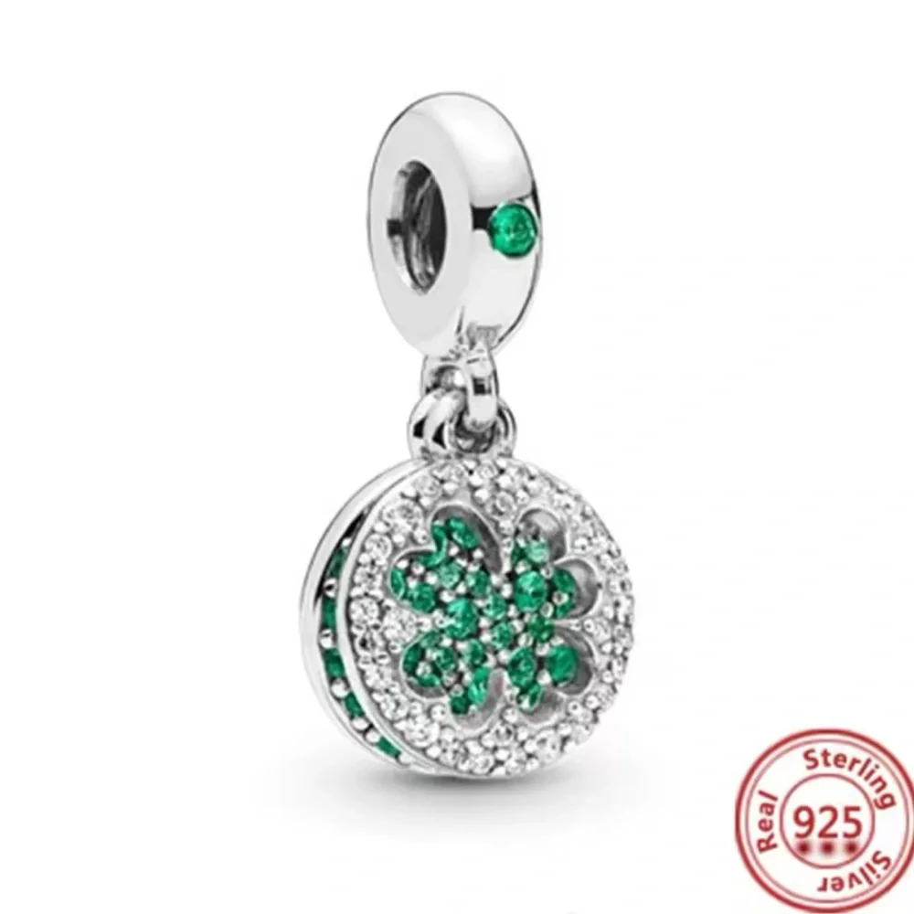 NWOT Lucky Four Leaf Clover Dangle Charm Sterling Silver 925 - Picture 2 of 15